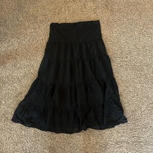 Aeropostale Black Tiered Maxi Skirt with Wide Waistband